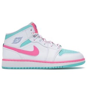 Jordan 1 Mid White Pink Green Soar (GS) 🍬